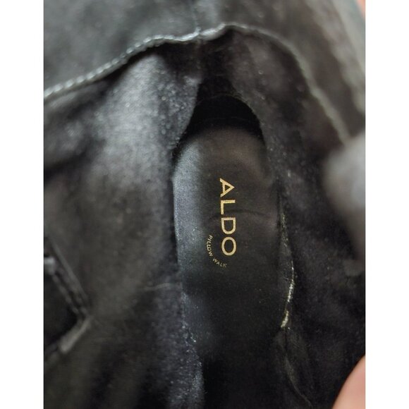 ALDO Nurodeo Black Leather Cowboy Boots Women’s  11 Western Block Heel Pointed - Picture 12 of 16